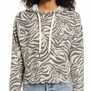 Lalaland Womens Zebra Print Hoodie Pullover Size L